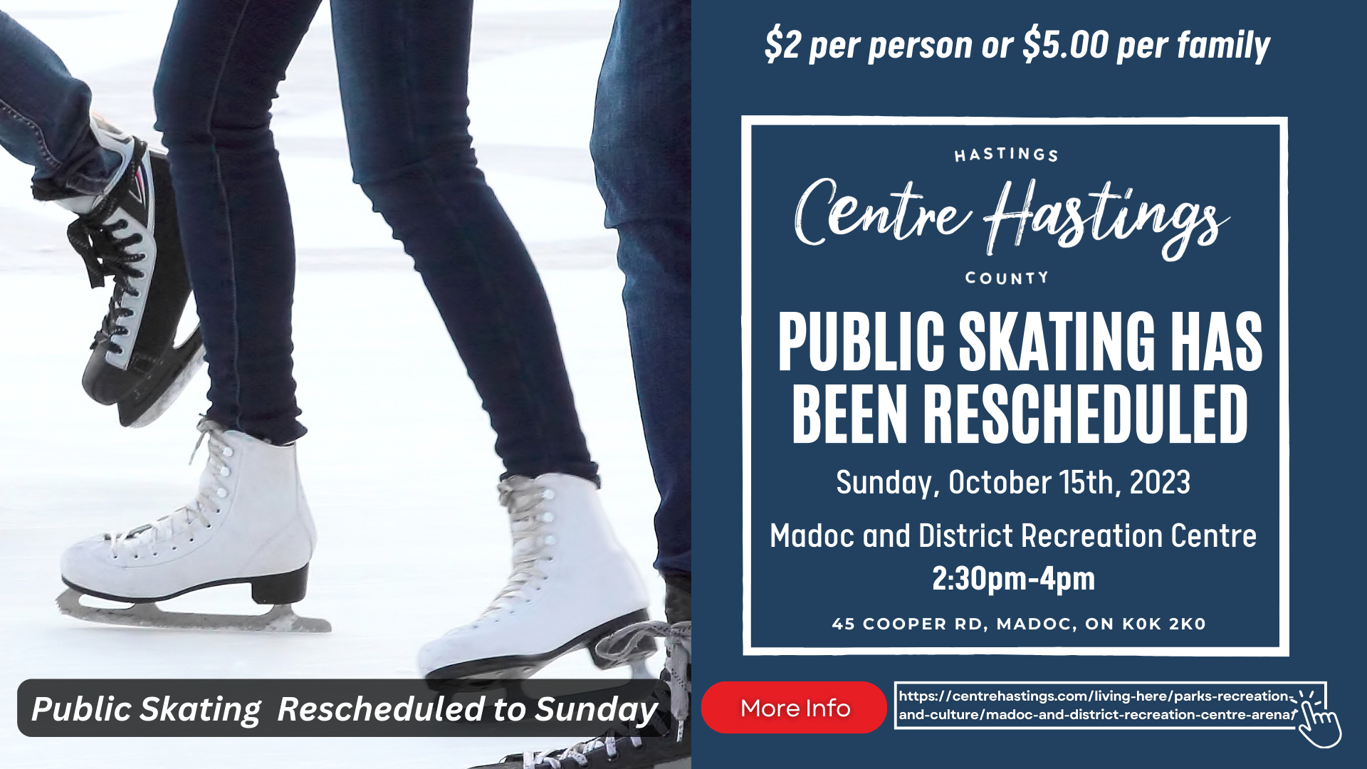 Public Skating Has Been Rescheduled to Sunday