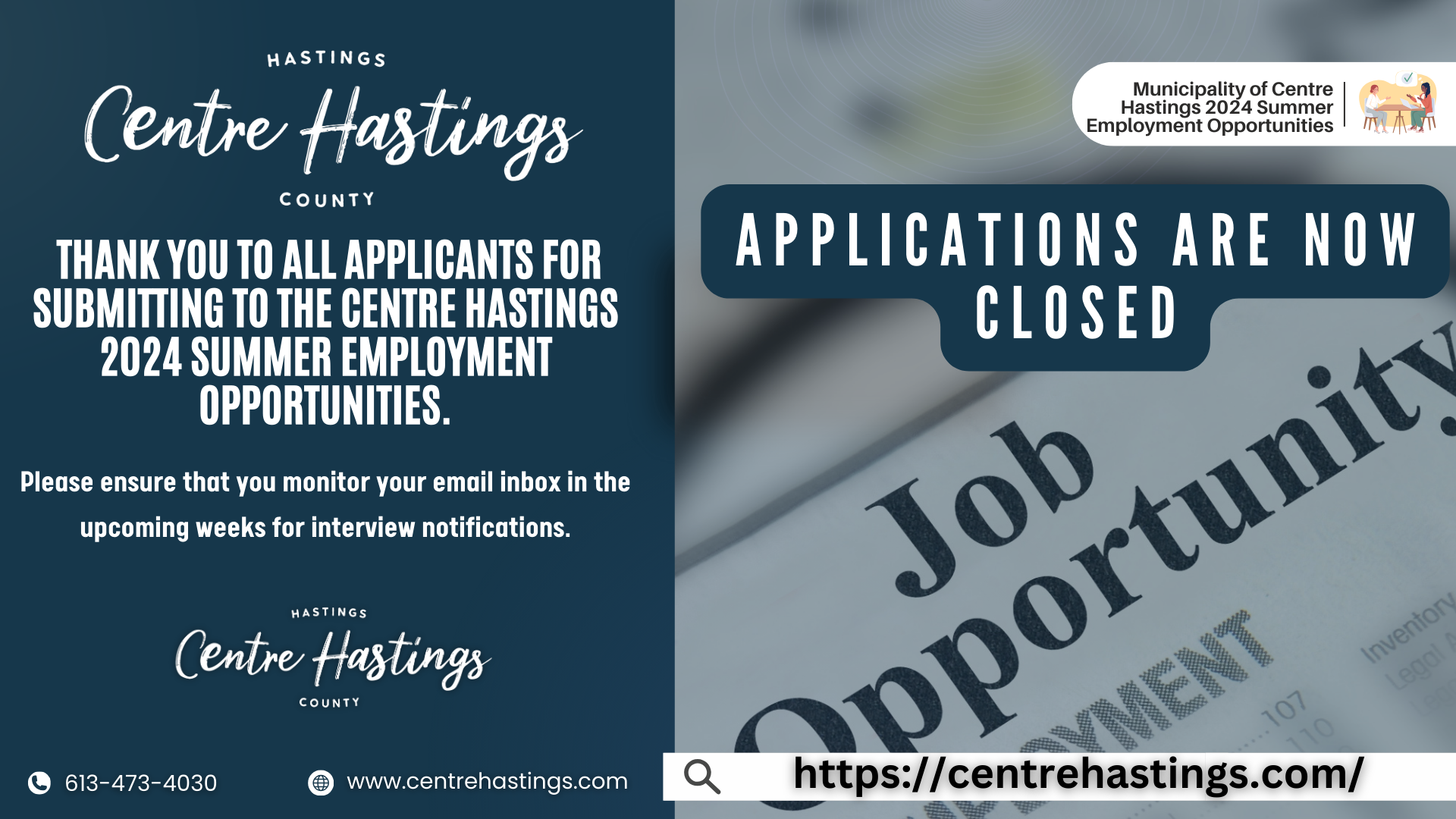 Municipality of Centre Hastings 2024 Summer Employment 