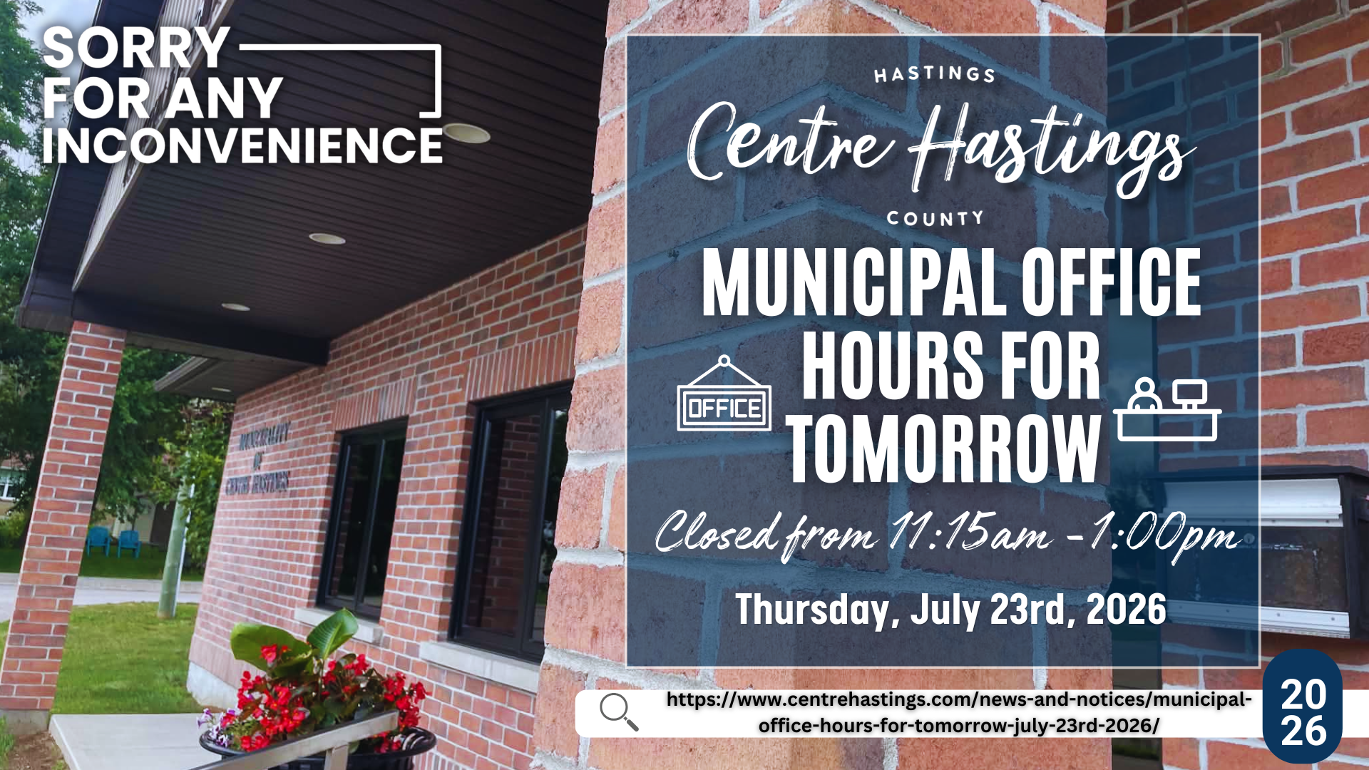 Municipal Office Hours for Tomorrow (July 23rd,2026)