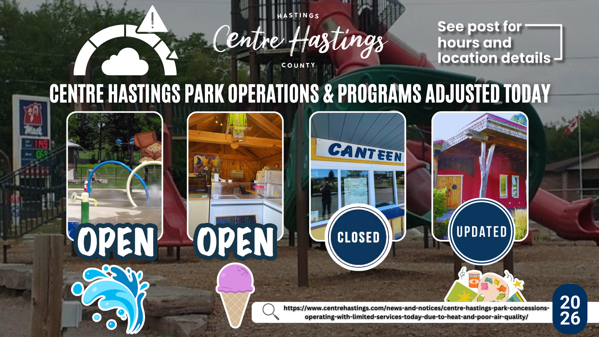Centre Hastings Park Concessions Operating with Limited Services Today Due to Heat and Poor Air Quality