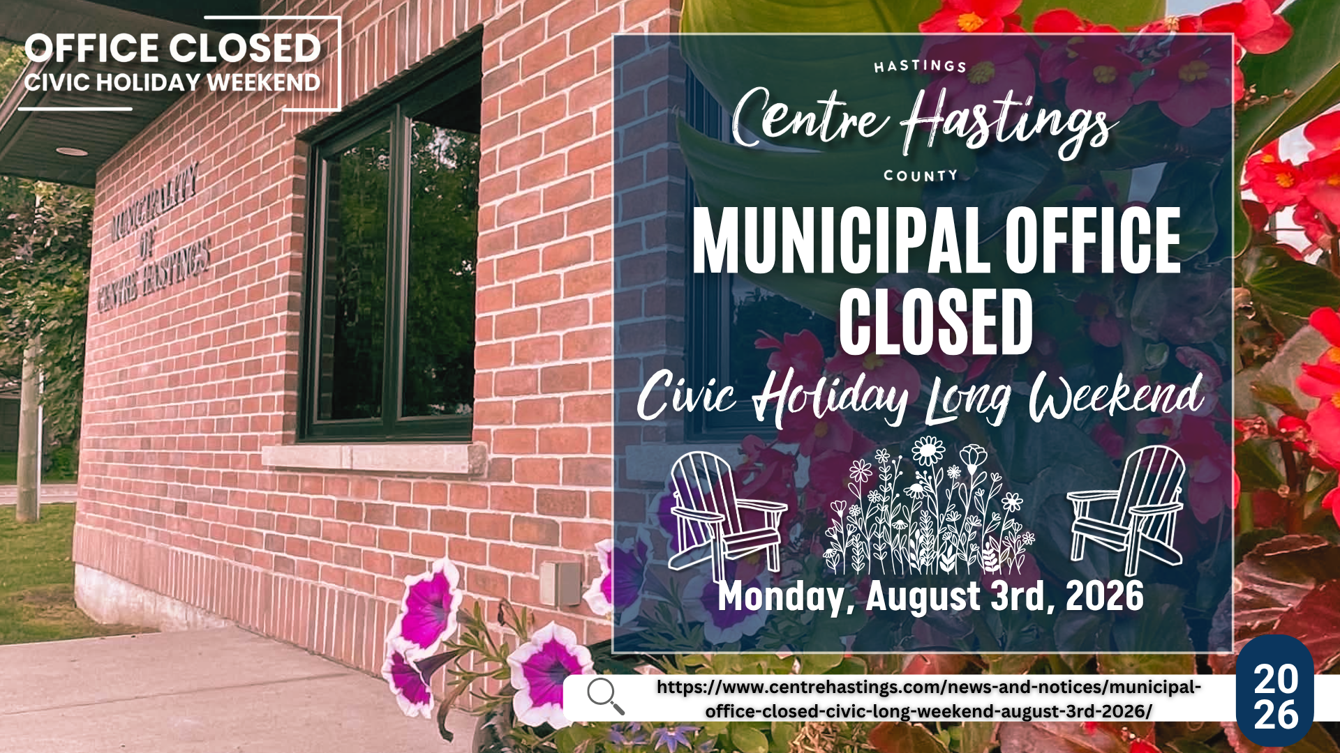 Municipal Office Closed Civic Long Weekend (August 3rd,2026)
